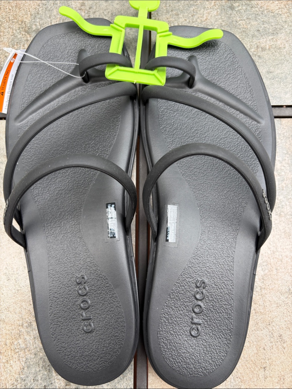 BNWT CROCS Black Miami Toe Loop Double-Strap Slide Sandals - Picture 5 of 12